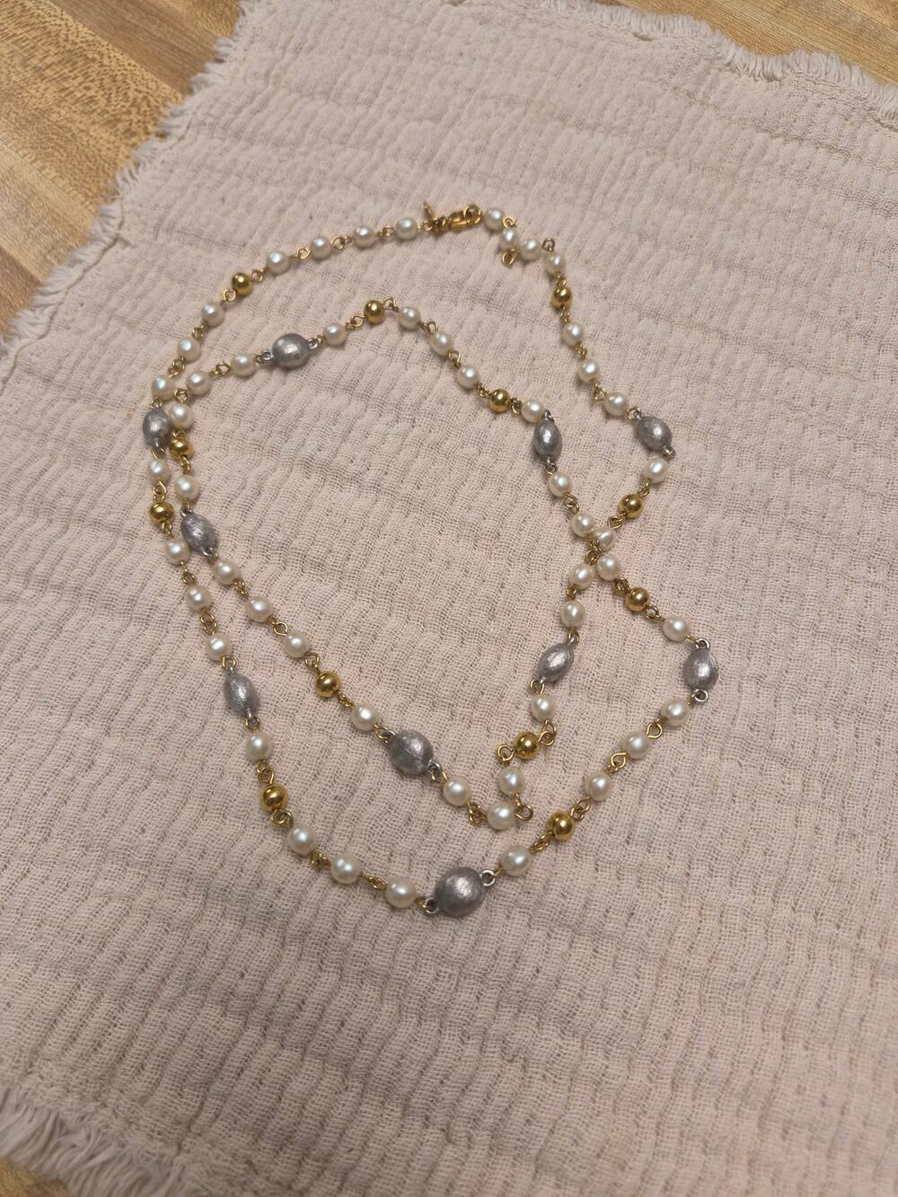 Vintage Monet Pearl & Gold Necklace